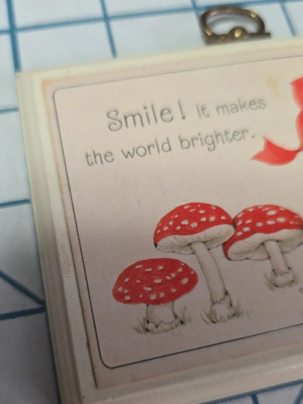 Hallmark Plaque 1979 - Smile! It makes the world brighter! Kittten & Mouse VTG